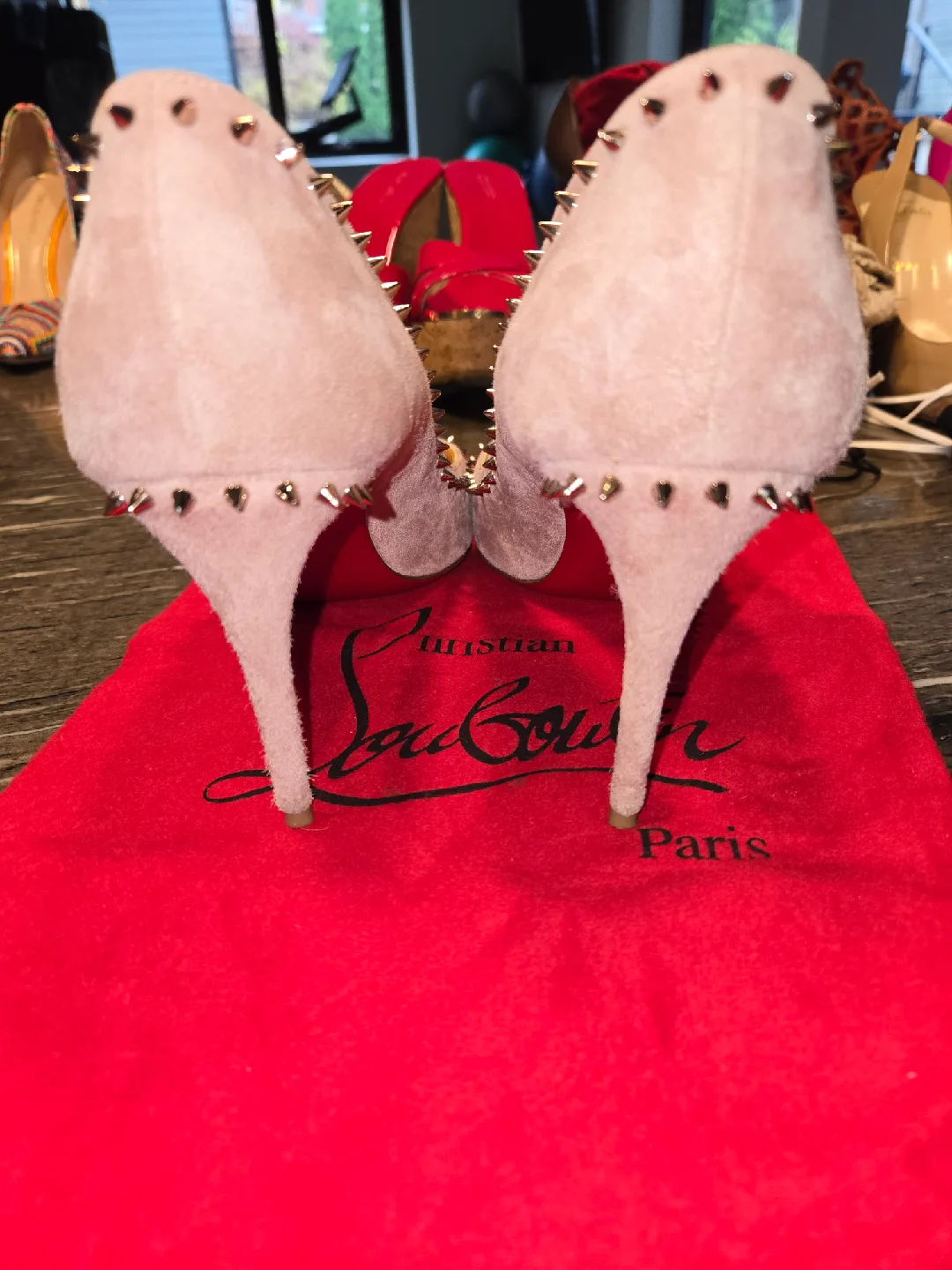 Christian Louboutin Pink Suede Spike Heels - Size 41 image indicator(3)