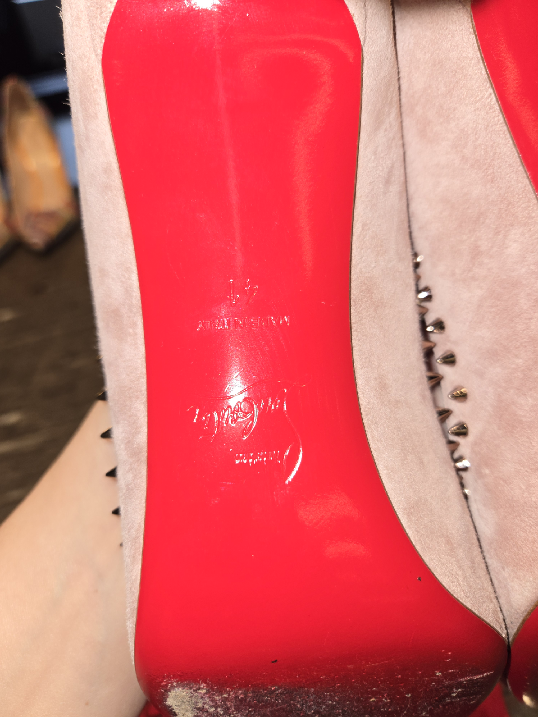 Christian Louboutin Pink Suede Spike Heels - Size 41 - photo 5