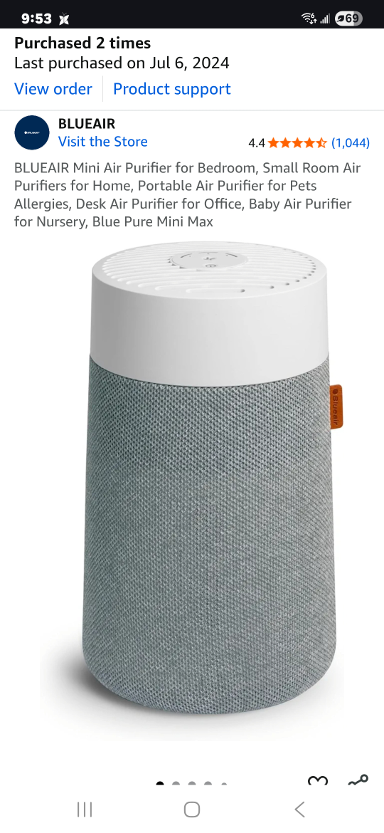BLUEAIR Mini Air Purifier - Bedroom, Office, Nursery