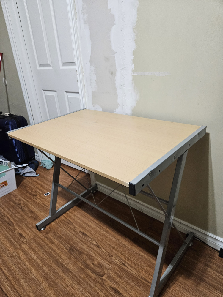 Light Wood & Metal Desk - photo 3