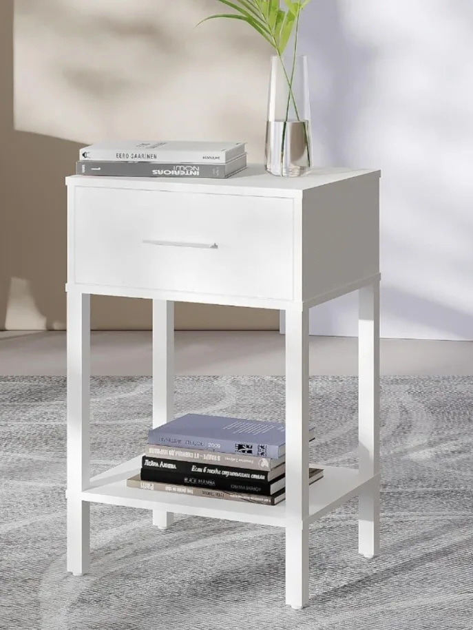 White Nightstand with Drawer image indicator(3)