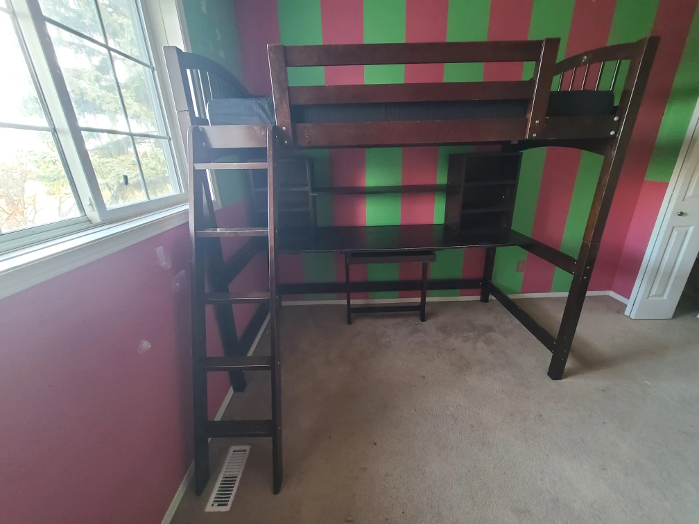 Dark Brown Loft Bed with Desk