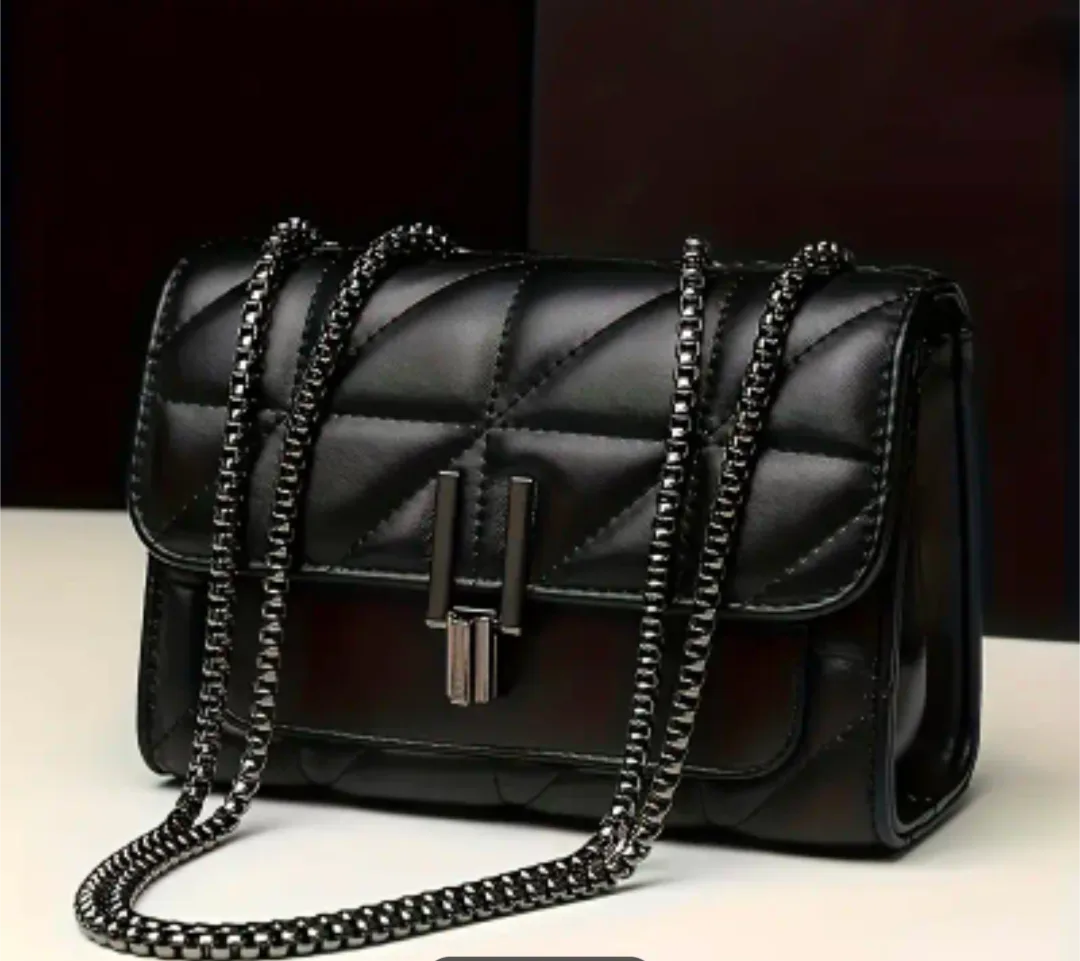 brand new Black Quilted Crossbody Bag with Chain Strap