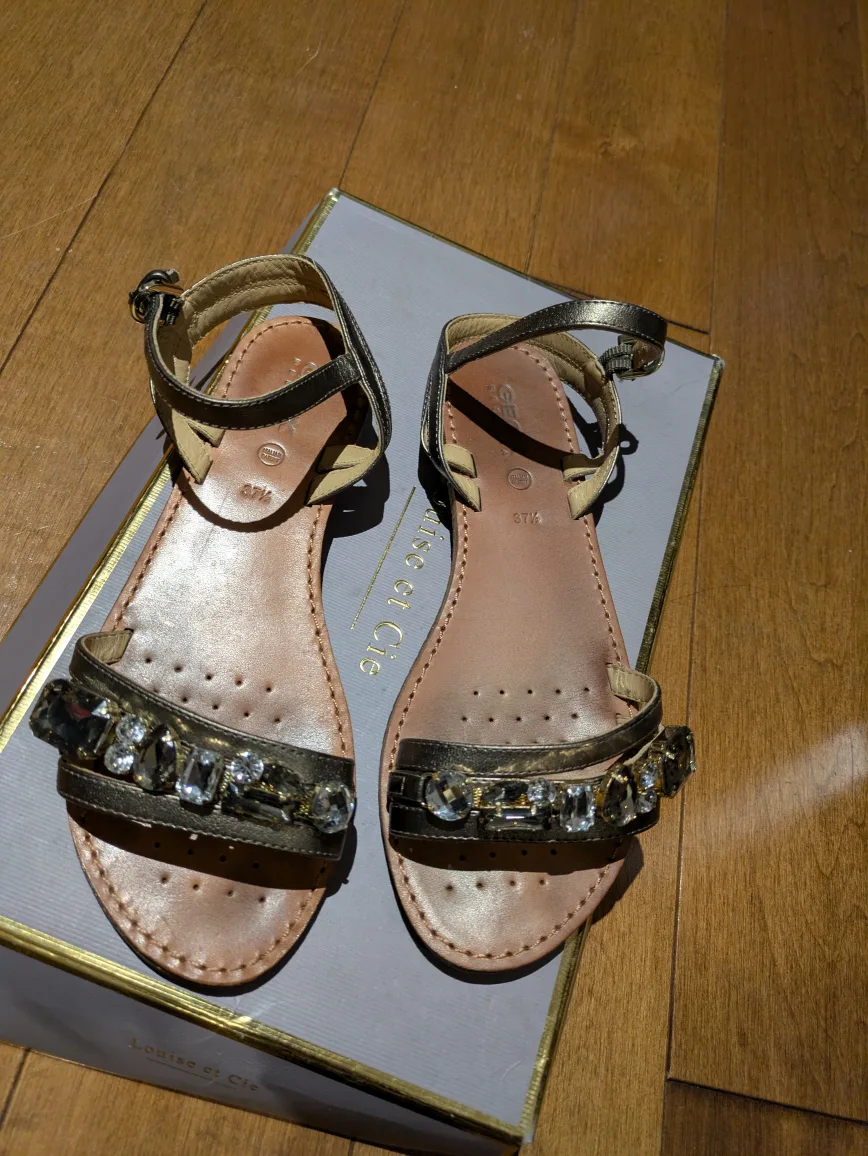 Geox Black Wedge Sandals Size 37.5 thumbnail