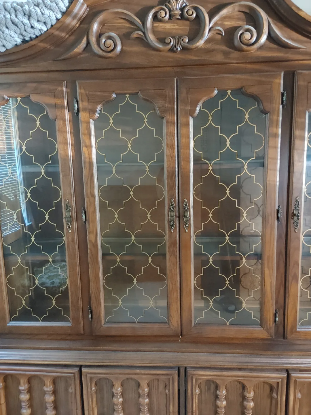 💚WOOD BUFFET/HUTCH VINTAGE COMBO MINT CONDITION! image indicator(2)