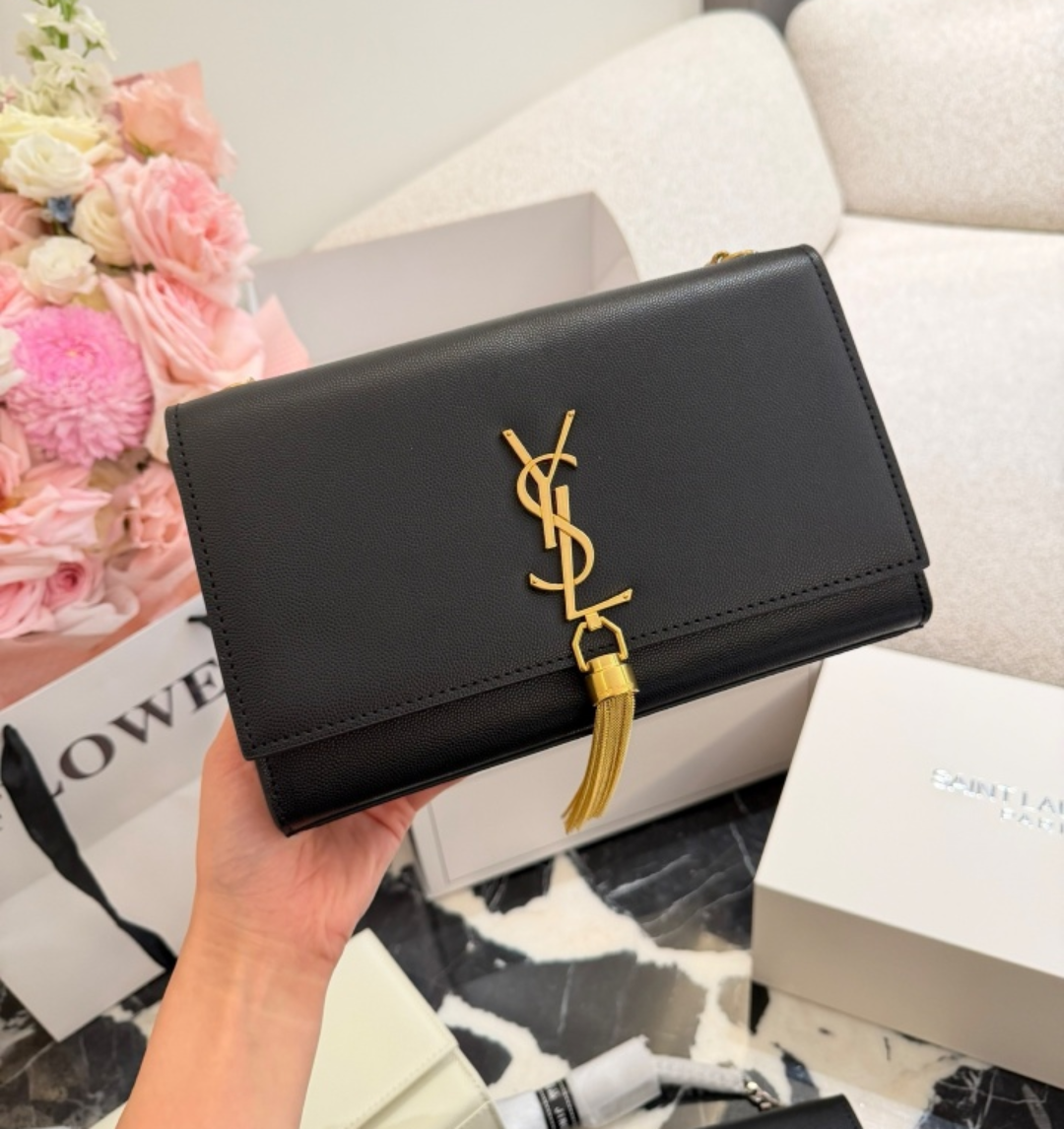 Saint Laurent Cassandre Chain Wallet - Black