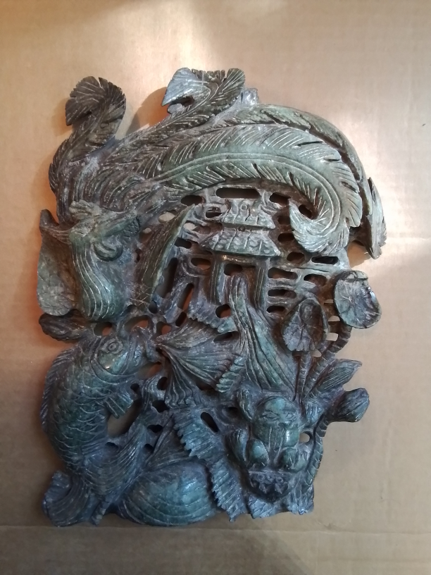 Rare Chinese Serpentine Carved Boulder