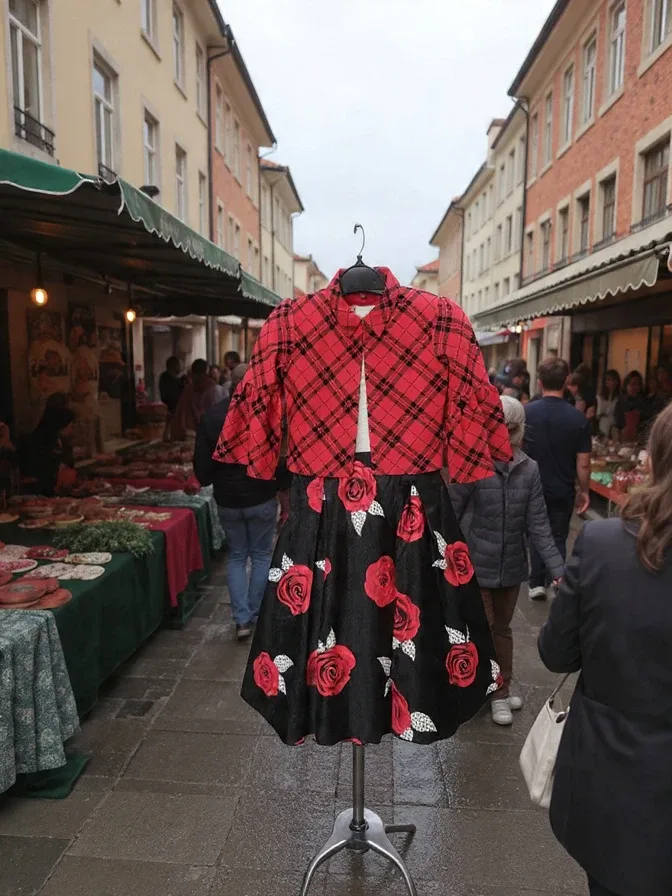 💃 Gently Used Girls' Plaid Jacket & Dress Set image indicator(2)