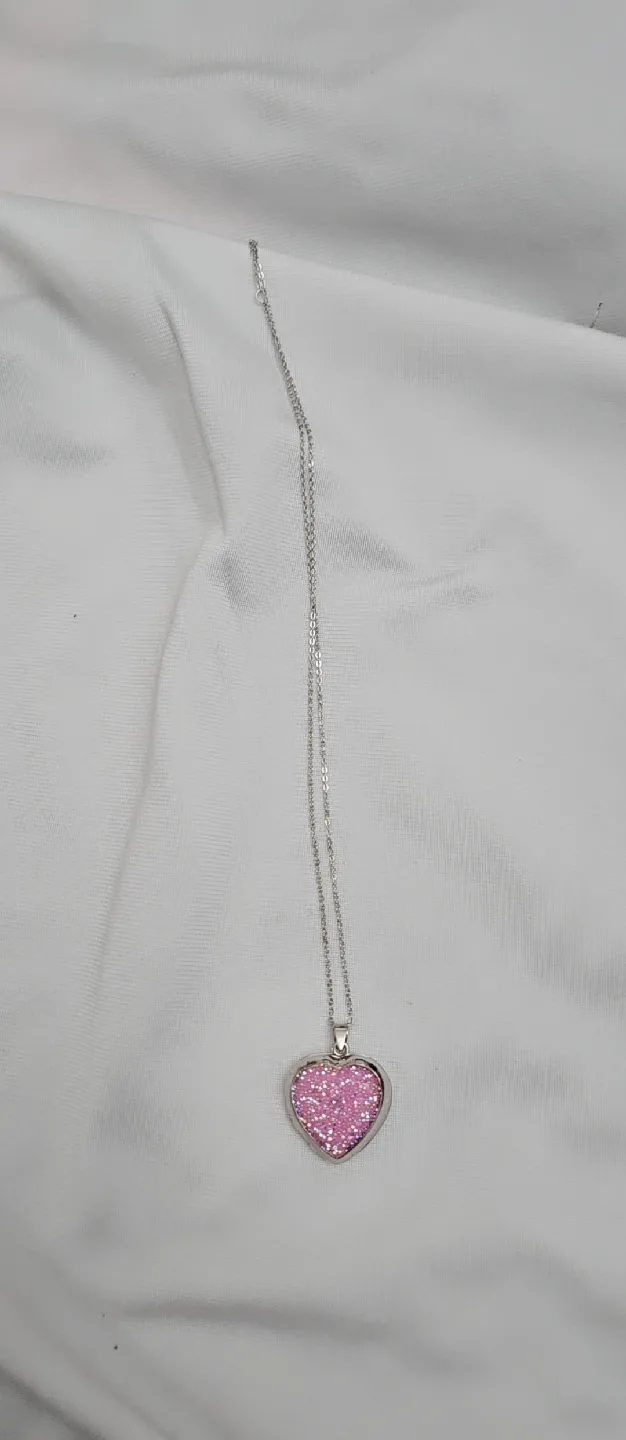 🩷🩷Heart Locket Necklace - Pink Glitter image indicator(3)