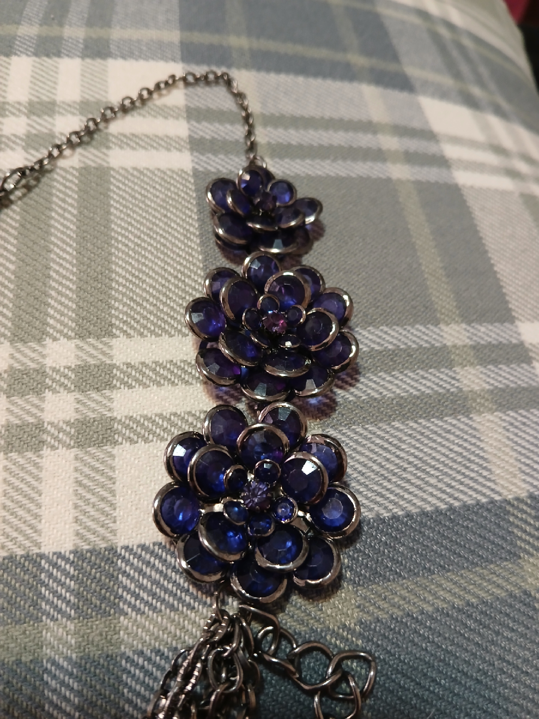 Necklace with Blue Flower Pendants - photo 2