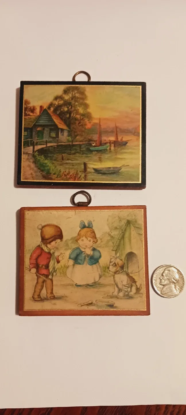 Miniature Vintage Wall Decor Plaques set of 2 thumbnail