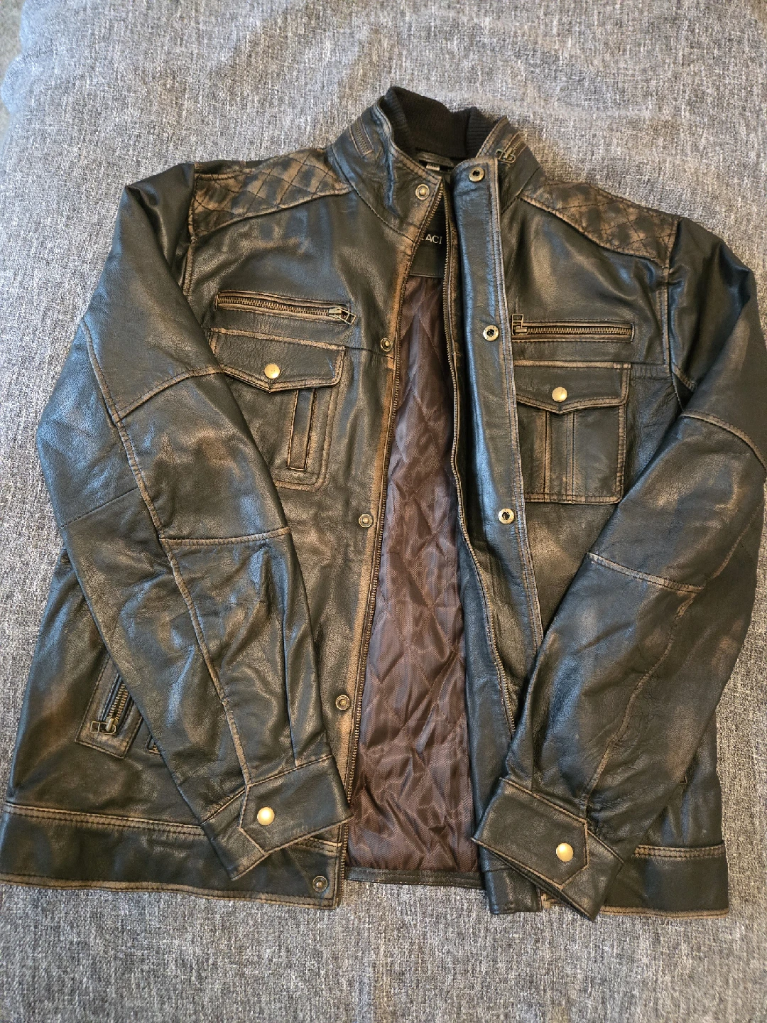 Black Abbraci Leather Jacket -XXL