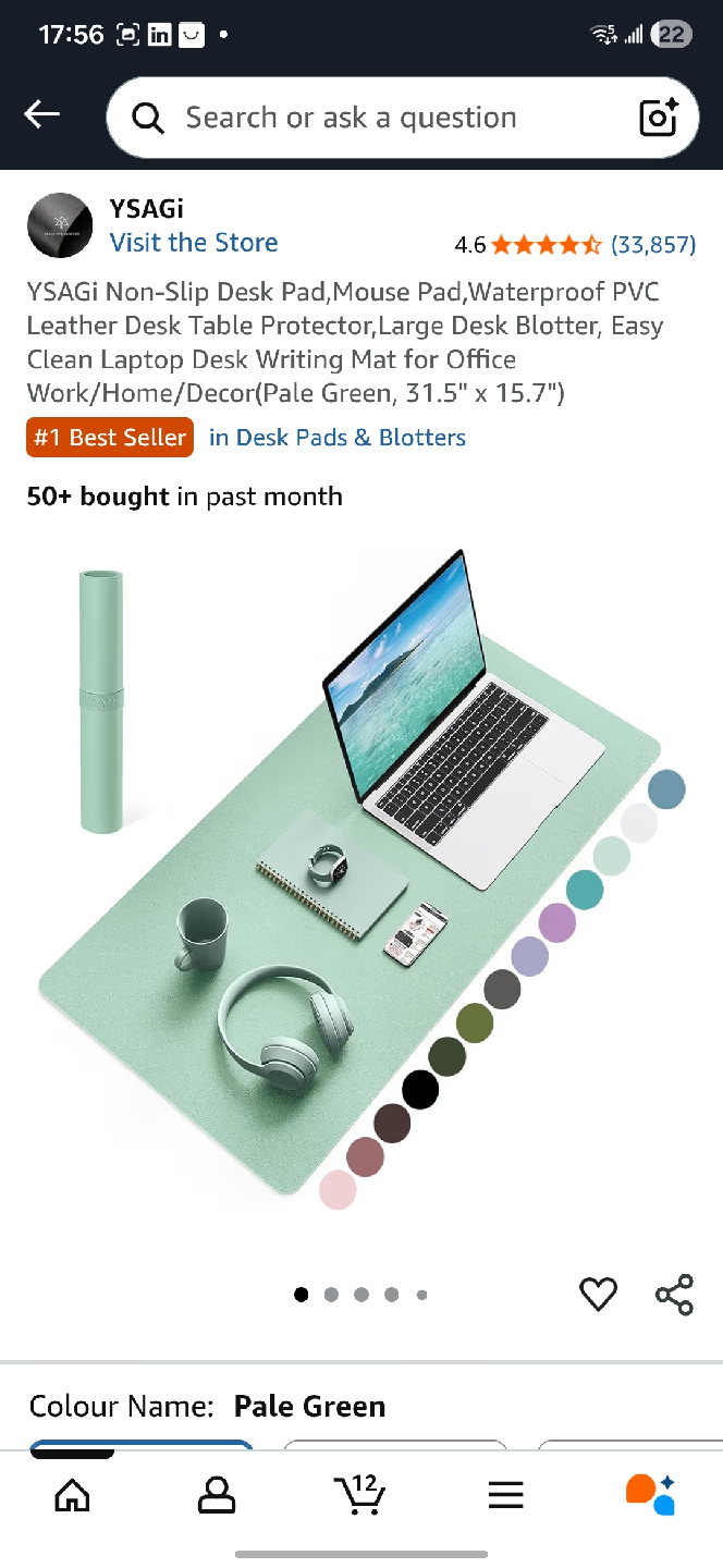 YSAGi Pale Green Desk Pad 31.5" x 15.7"