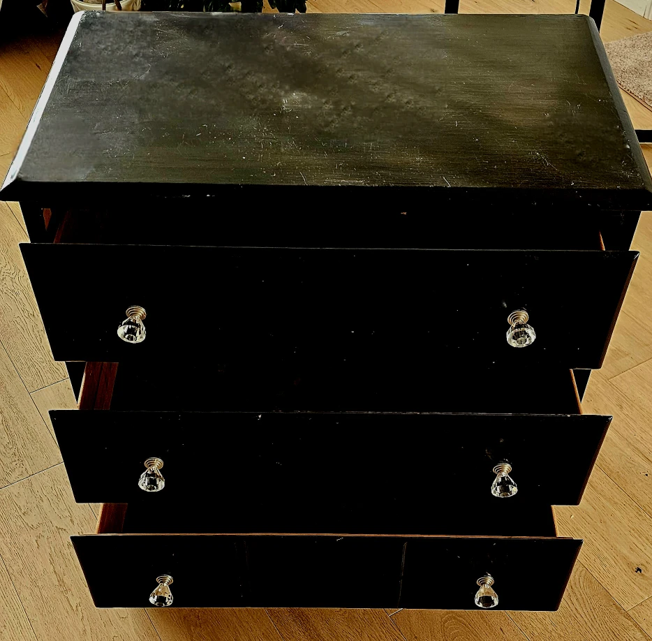 Black Wood 3-Drawer Dresser - photo 2