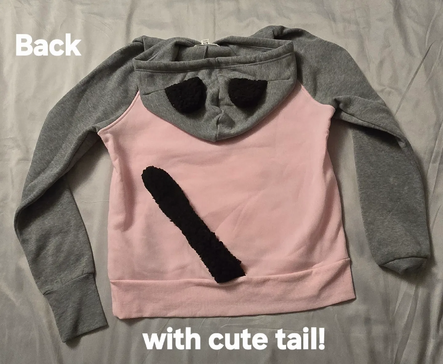NEW! Funziez Pink & Grey Cat Hoodie! Size Girls 14 - 16 image indicator(5)