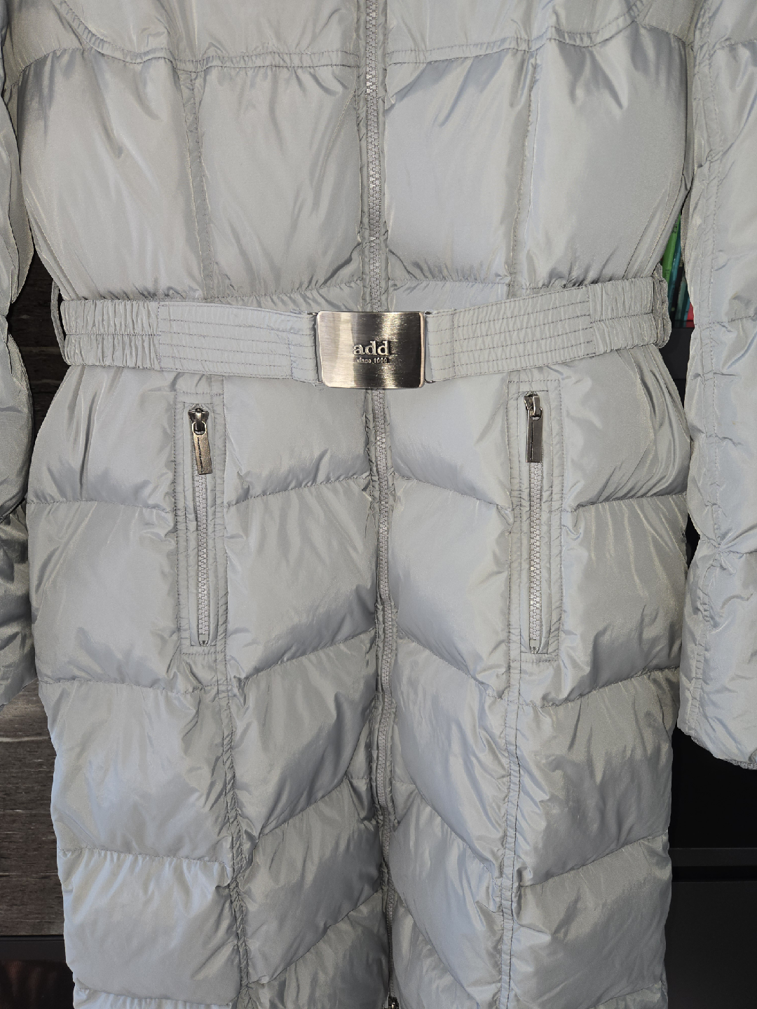 ADD Down Puffer Coat with Fur Hood - Light Grey - photo 3