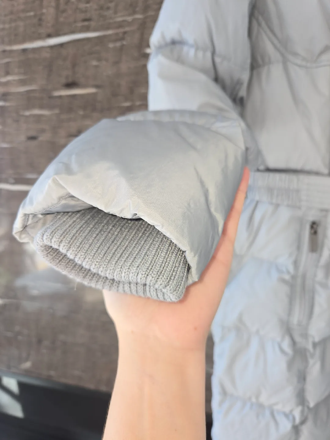 ADD Down Puffer Coat with Fur Hood - Light Grey image indicator(4)