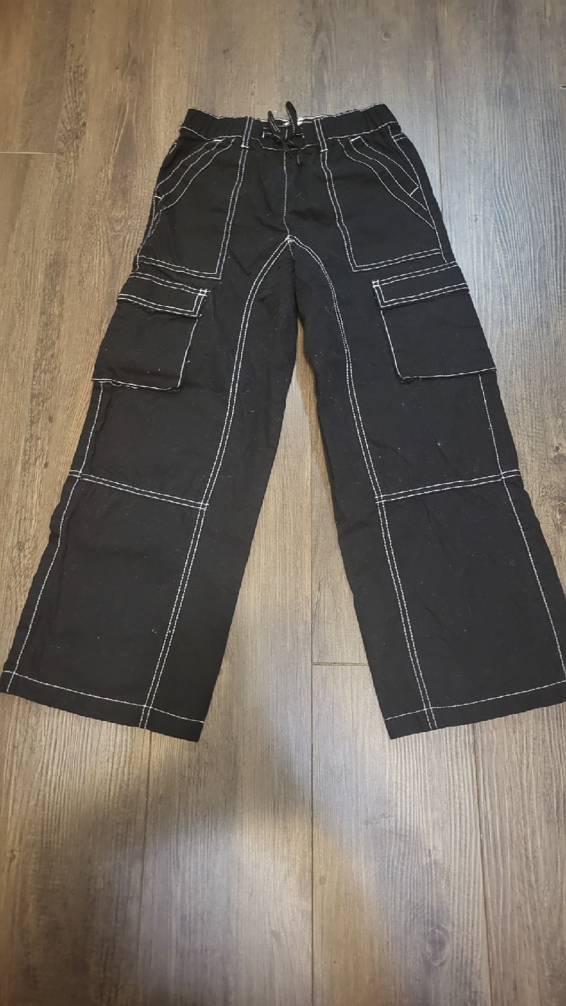 Black Cargo Pants with White Stitching