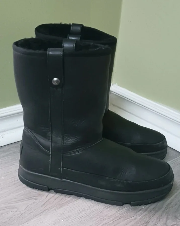 UGG Black Leather Boots thumbnail