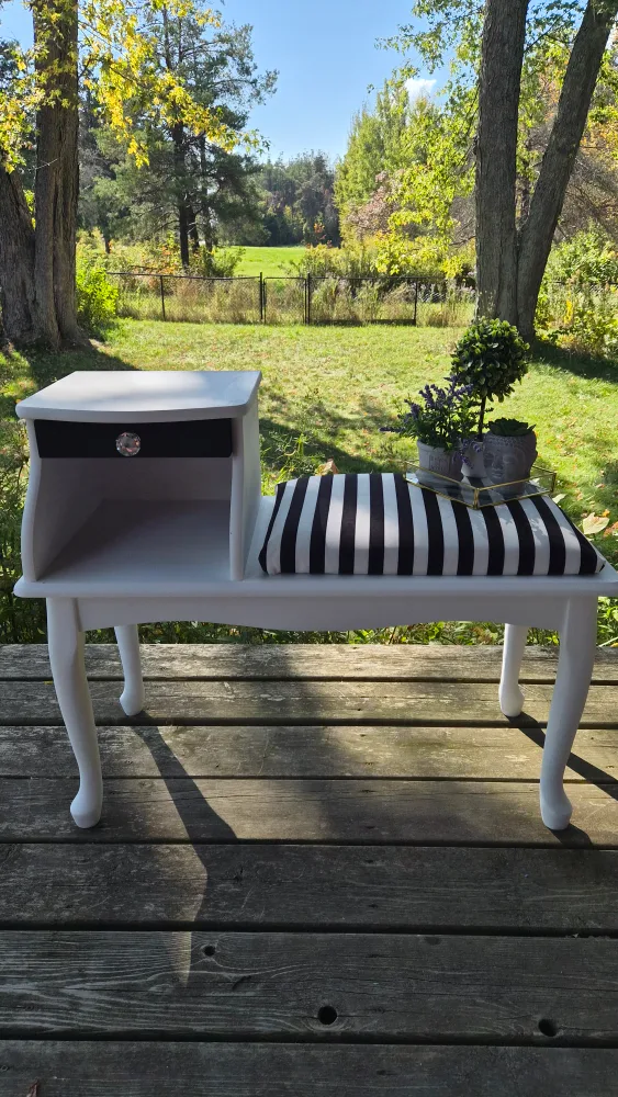 Upcycled White Entryway Bench with Storage image indicator(5)