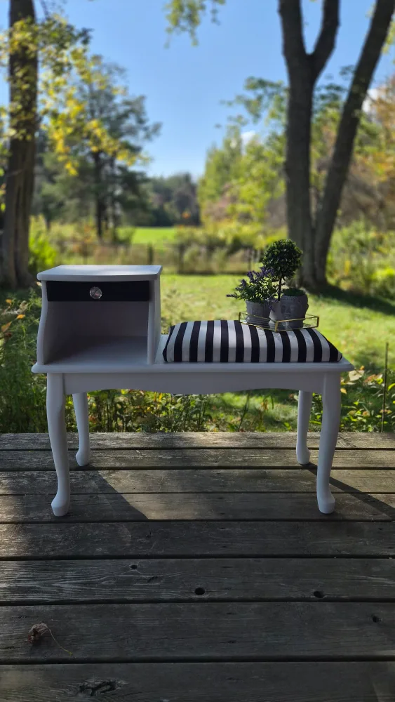 Upcycled White Entryway Bench with Storage image indicator(6)