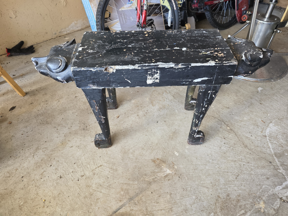 Vintage Black Lion Accent Table/Stool