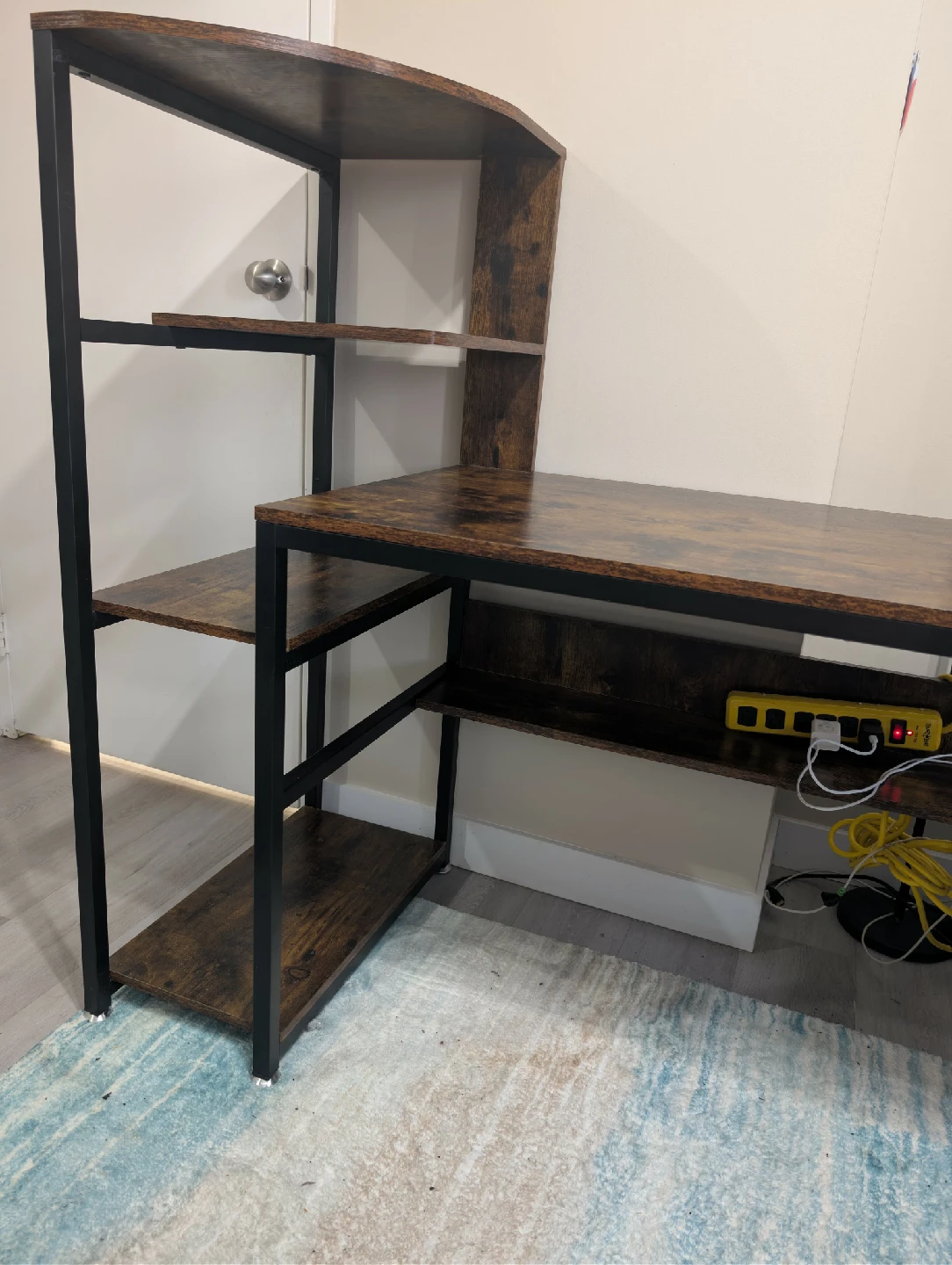 Rustic Brown Computer Desk with Shelves