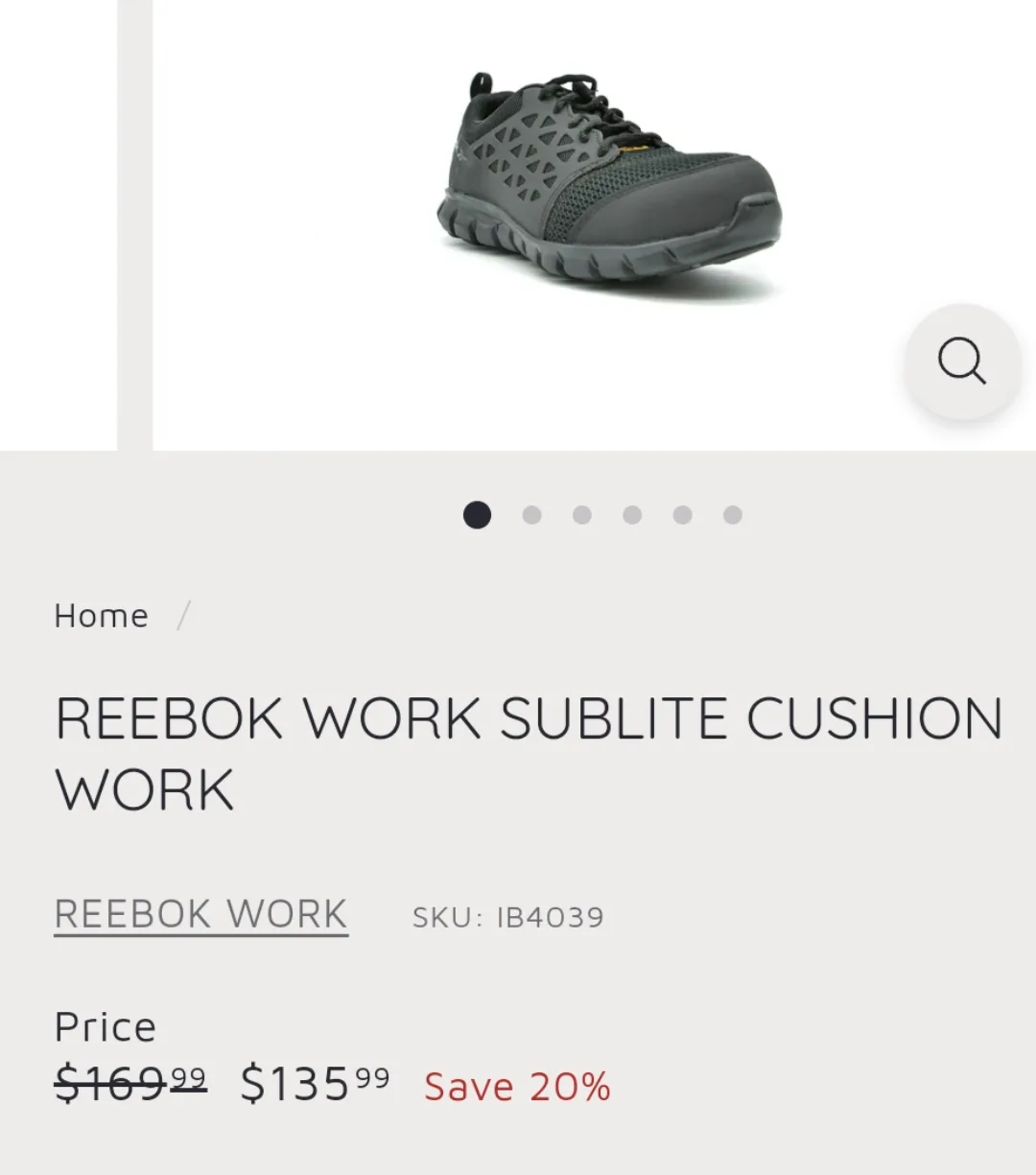 Reebok Work Sublite Cushion Safety Shoes - US 8.5 thumbnail