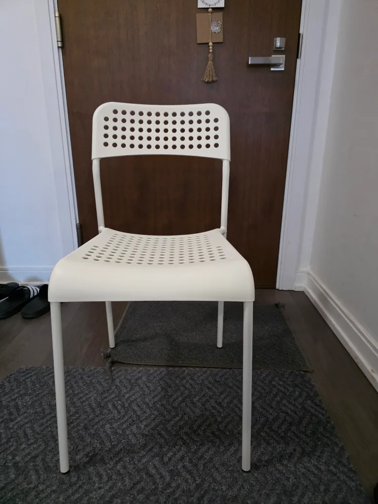 IKEA White Plastic 4 Chairs with cushion pads image indicator(3)