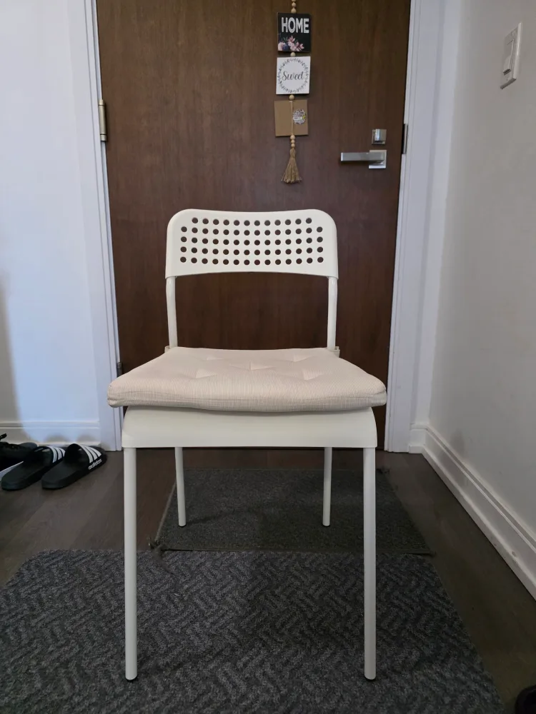 IKEA White Plastic 4 Chairs with cushion pads image indicator(5)