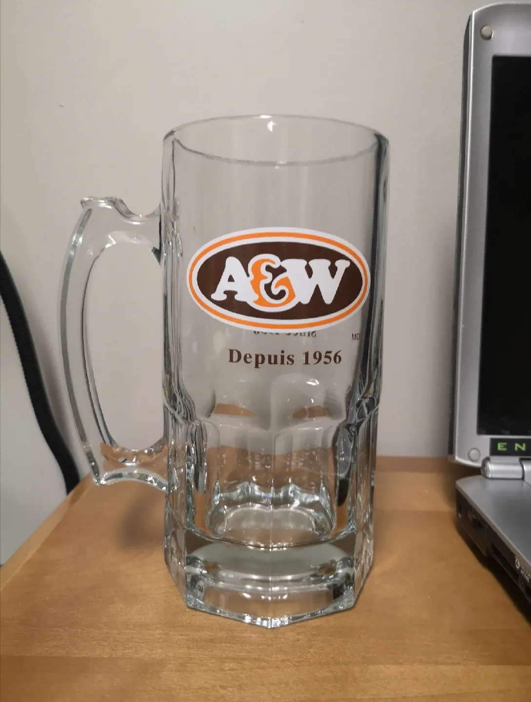 XL 32fl. oz Vintage A&W Glass Mug ~ Bilingual 5th Gen Logo image indicator(4)
