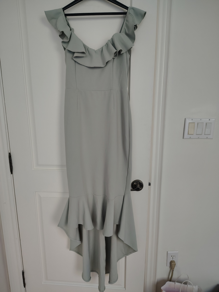 Selfie Leslie Cloud 9 Bardot Neckline Corset Back Sage Dress  L - photo 3