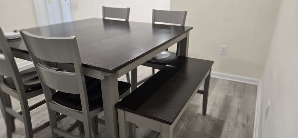 Dining Table Set with 4 Chairs & Bench