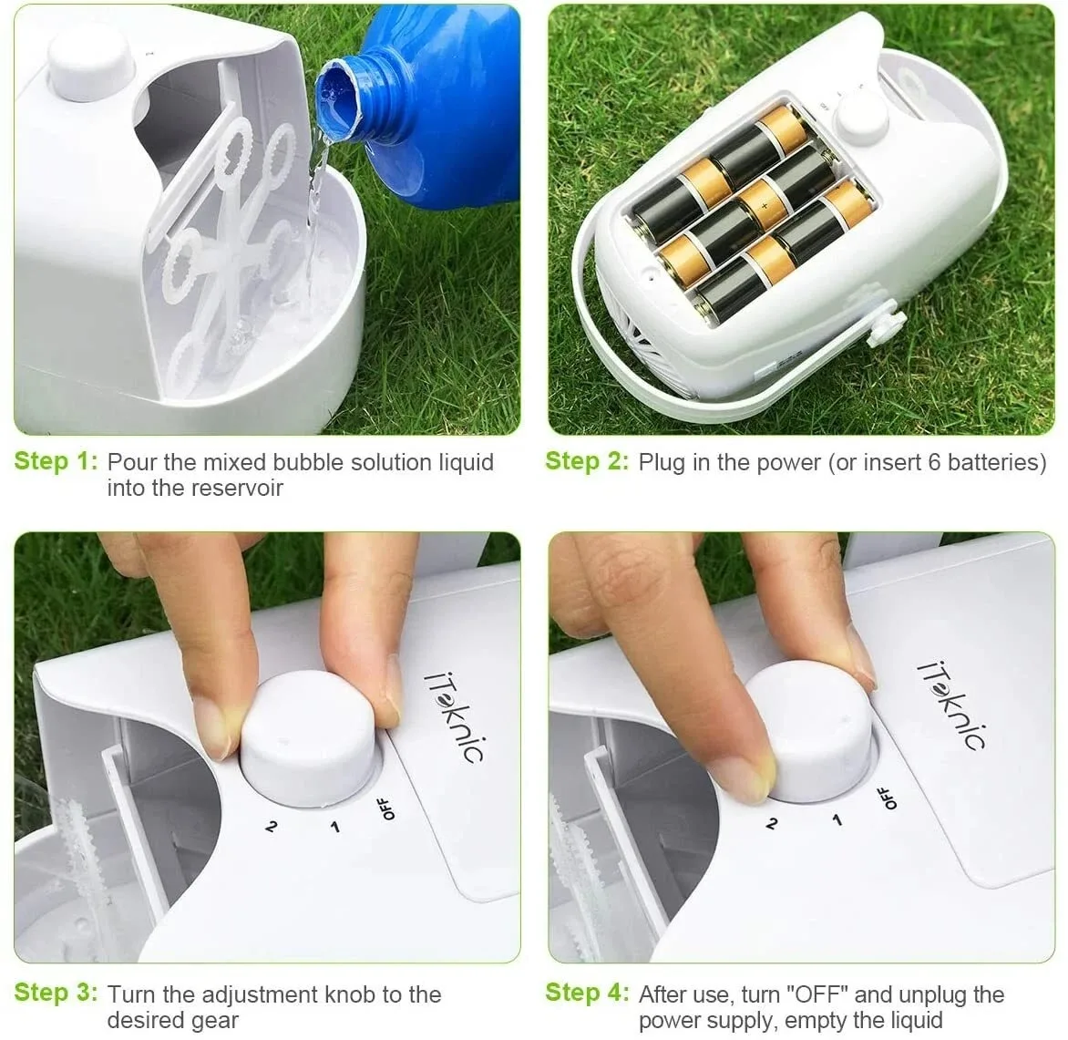 iTeknic Bubble Machine, Automatic Bubble Blower image indicator(6)