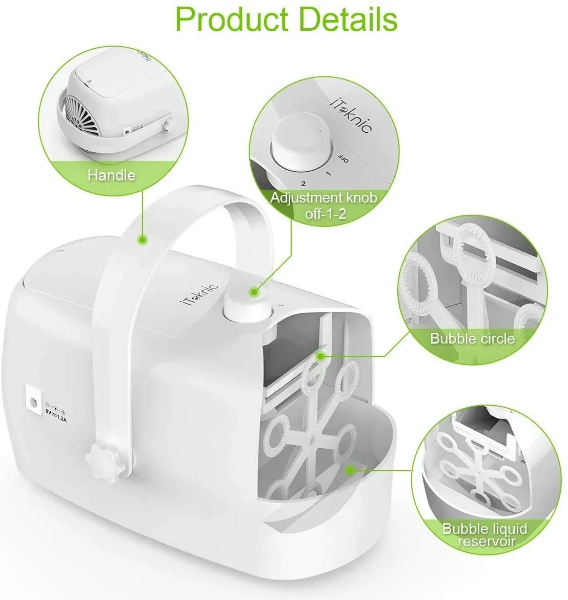 iTeknic Bubble Machine, Automatic Bubble Blower image indicator(7)