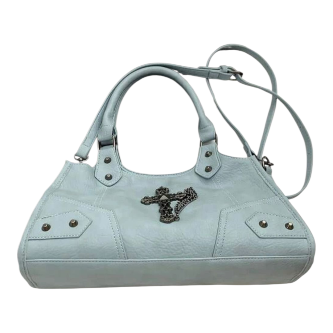 Blue Handbag with Cross Detail - photo 4