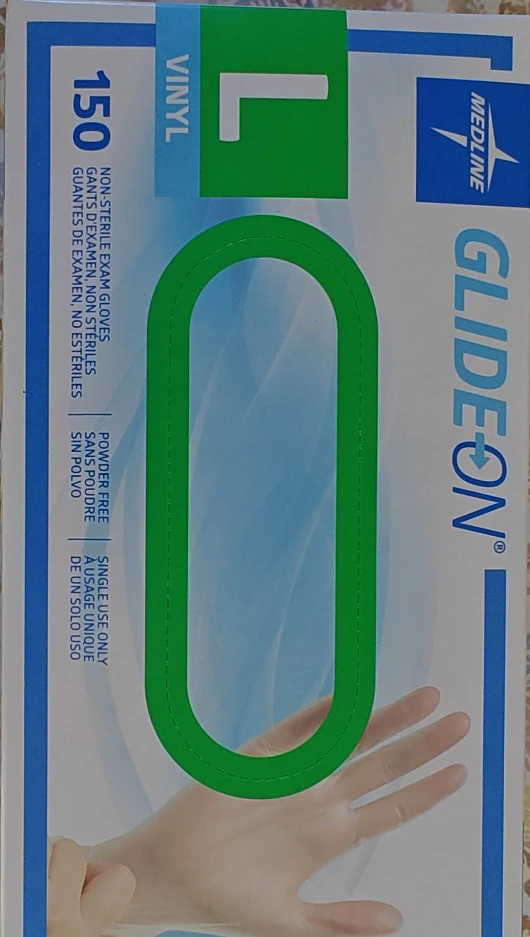 Medline Glide-On Vinyl Exam Gloves - Size L
