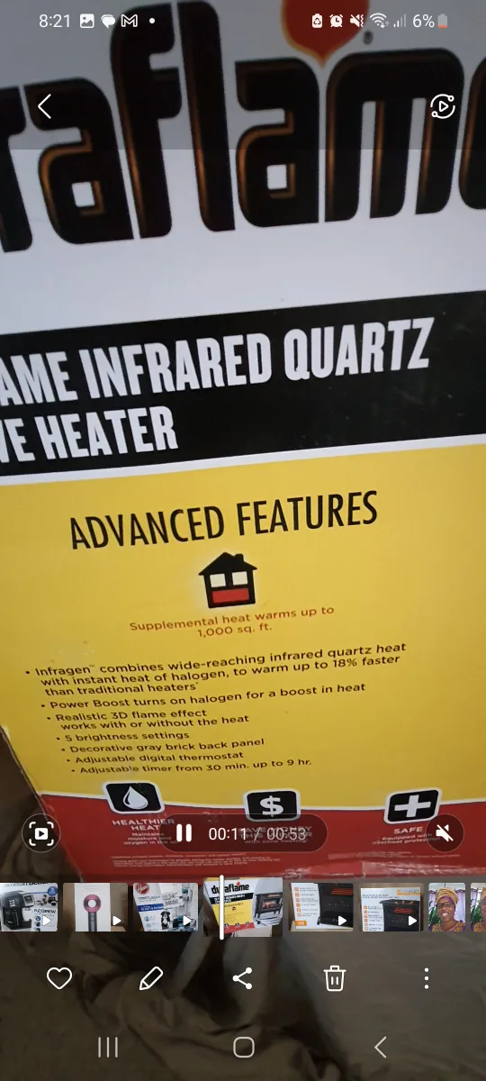 Duraflame 3D Flame Infrared Quartz Stove Heater image indicator(4)
