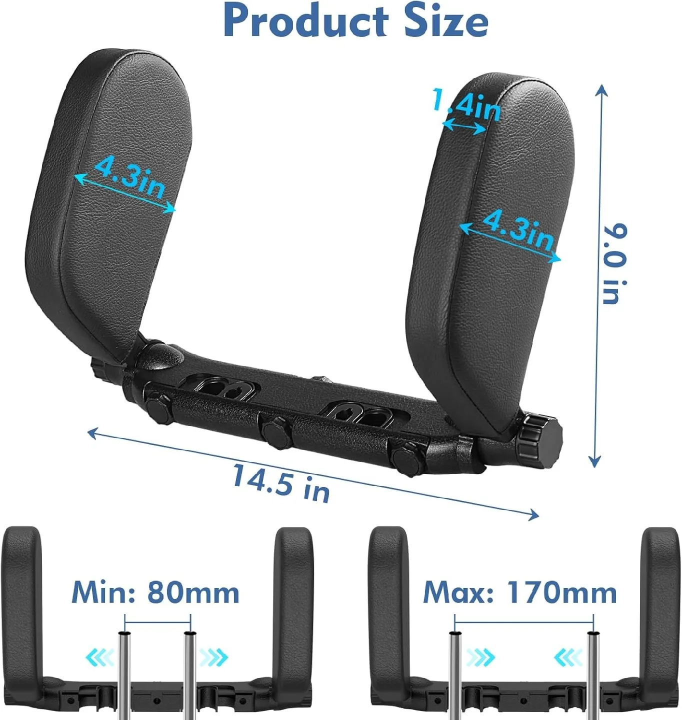 Car Headrest, Black, 14.5 in