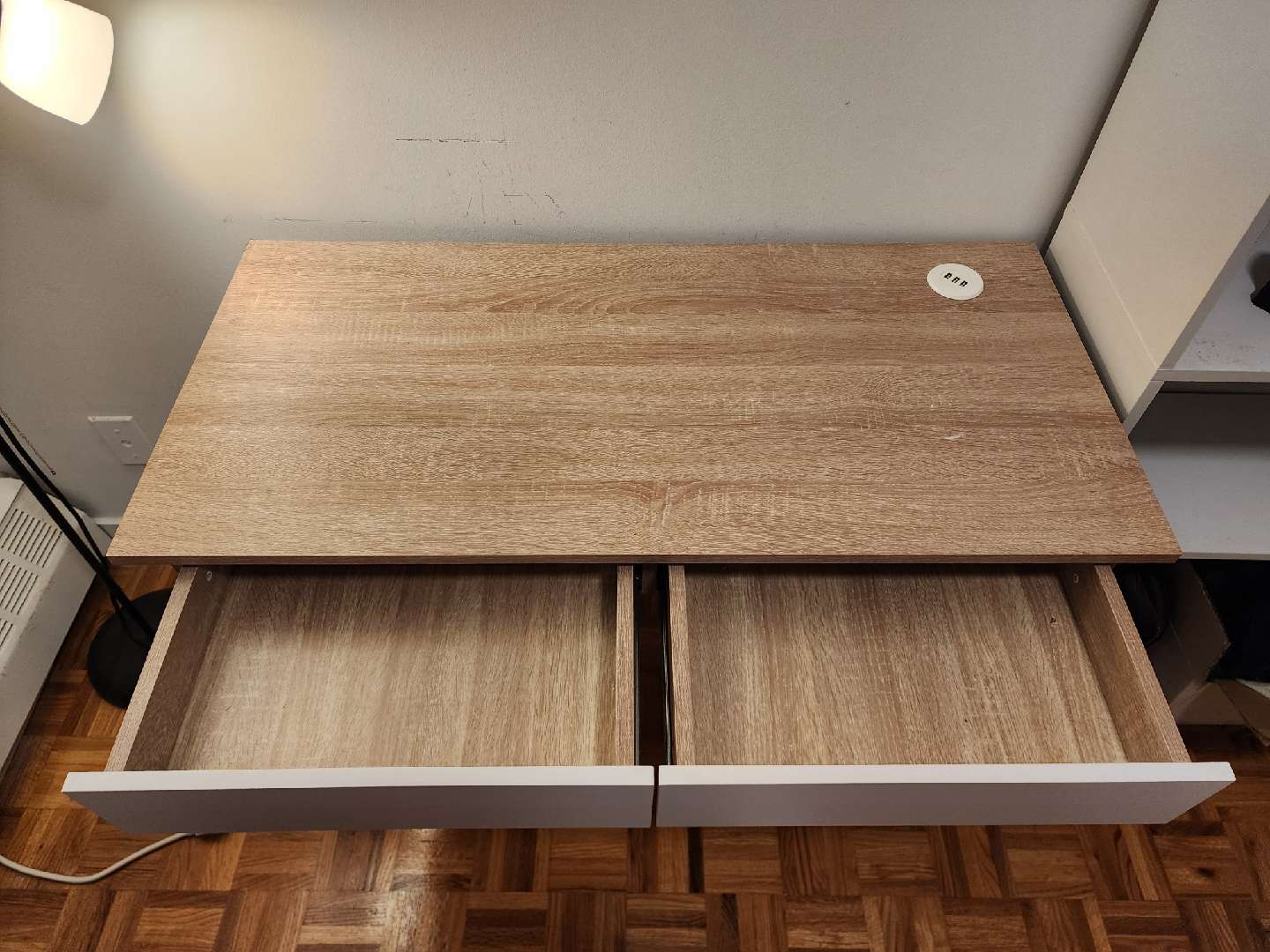Wood and White Desk with USB Ports - photo 4