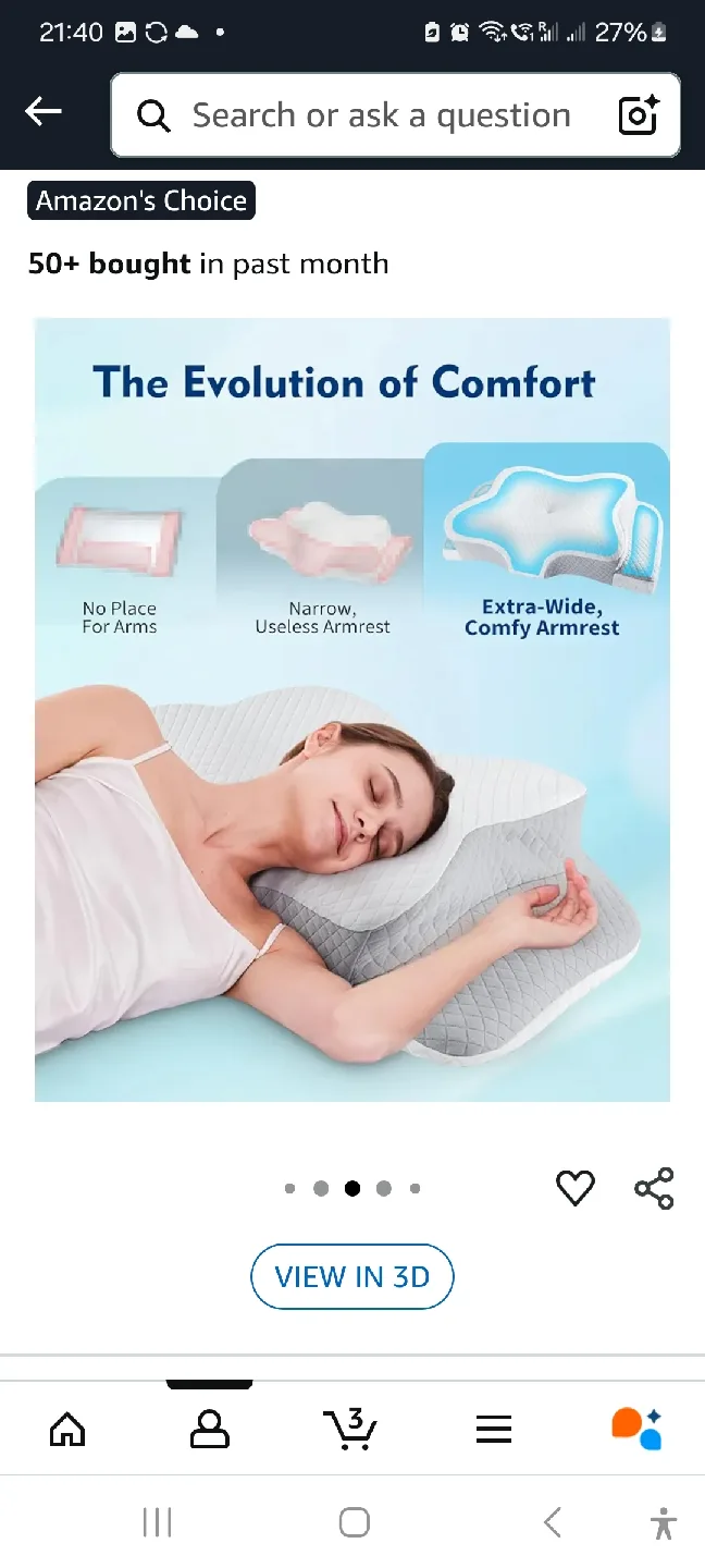 Ergonomic Contour Memory Foam Pillow image indicator(3)