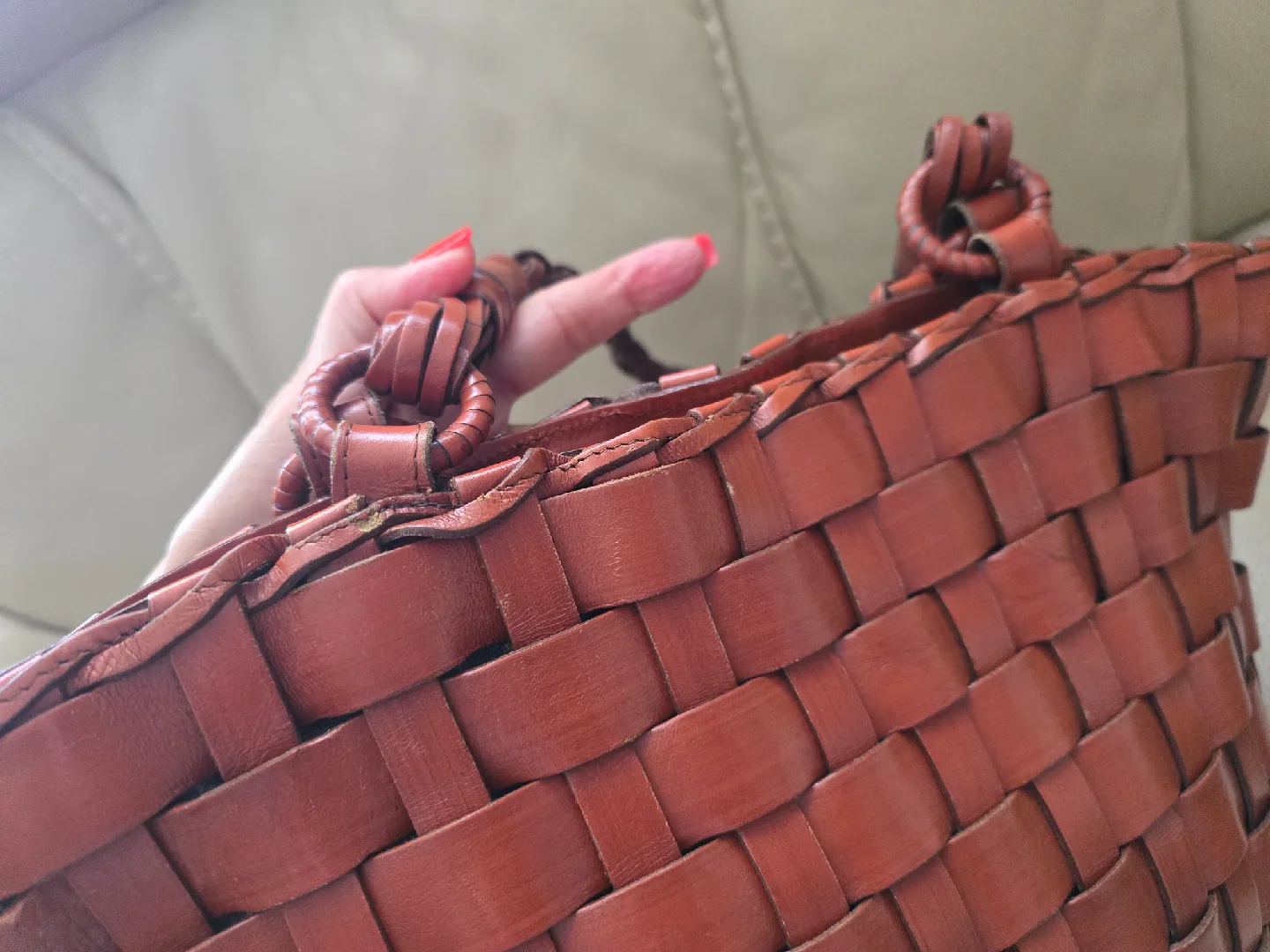 Brown Woven Tote Bag image indicator(6)