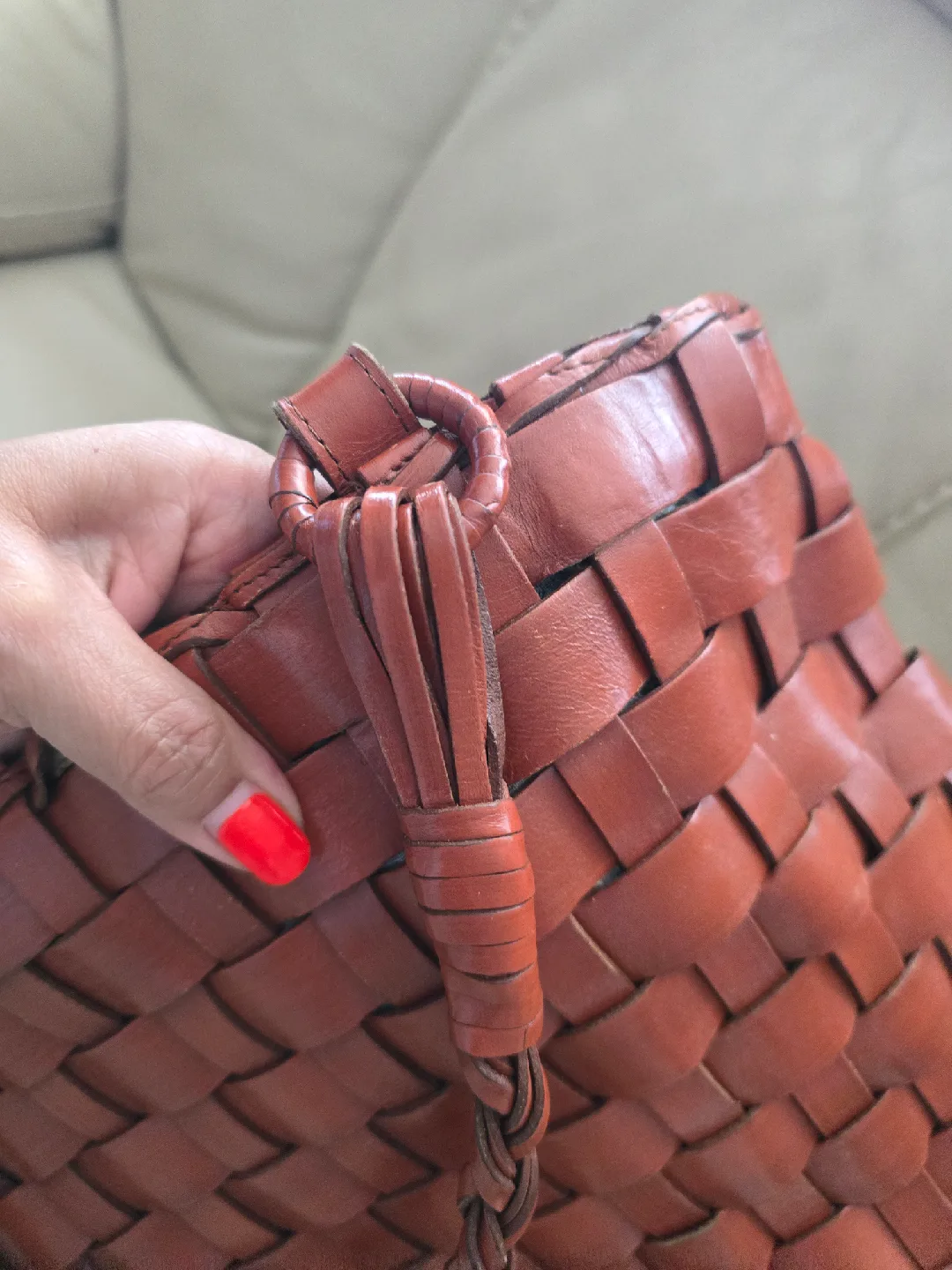 Brown Woven Tote Bag image indicator(7)