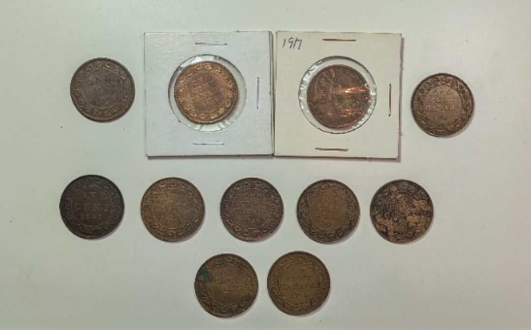 11  Canadian Large One Cent Coins