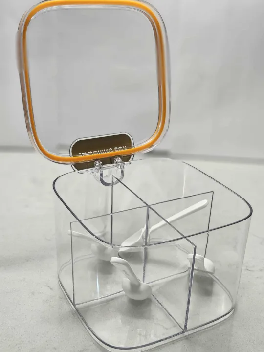 SCRATCHED FROM SHIPMENT Clear Seasoning Box with Spoons image indicator(2)