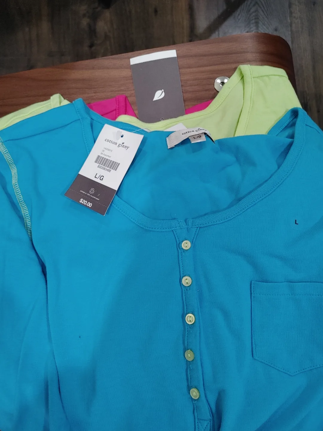 🧡NEW BUNDLE OF THREE COTTON GINNY HENLEY L/S TOPS FOR $10! image indicator(2)