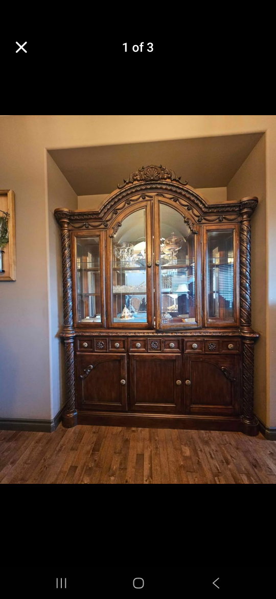 Ornate Wooden China Cabinet