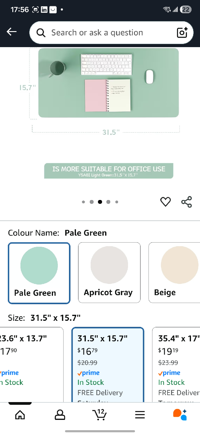 YSAGi Pale Green Desk Pad 31.5" x 15.7" - photo 2