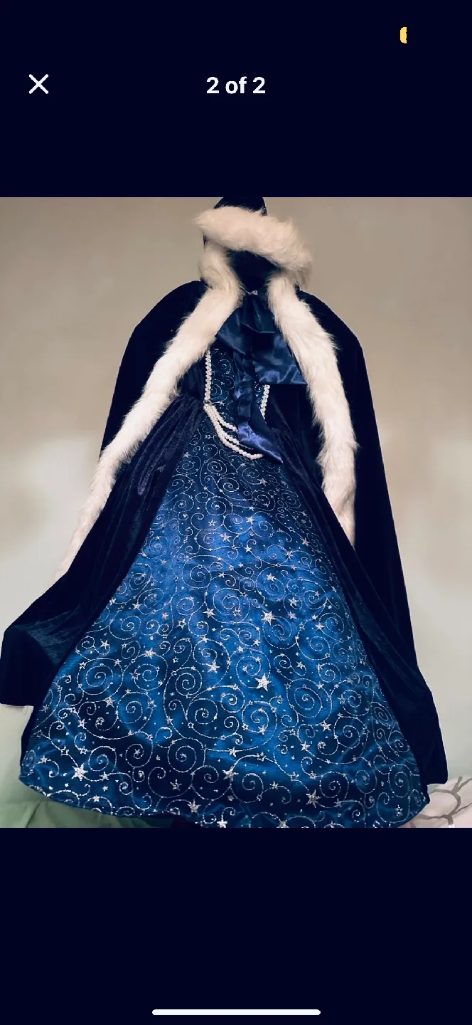 Girls' Blue Velvet Dress - Size M (5-6) image indicator(2)