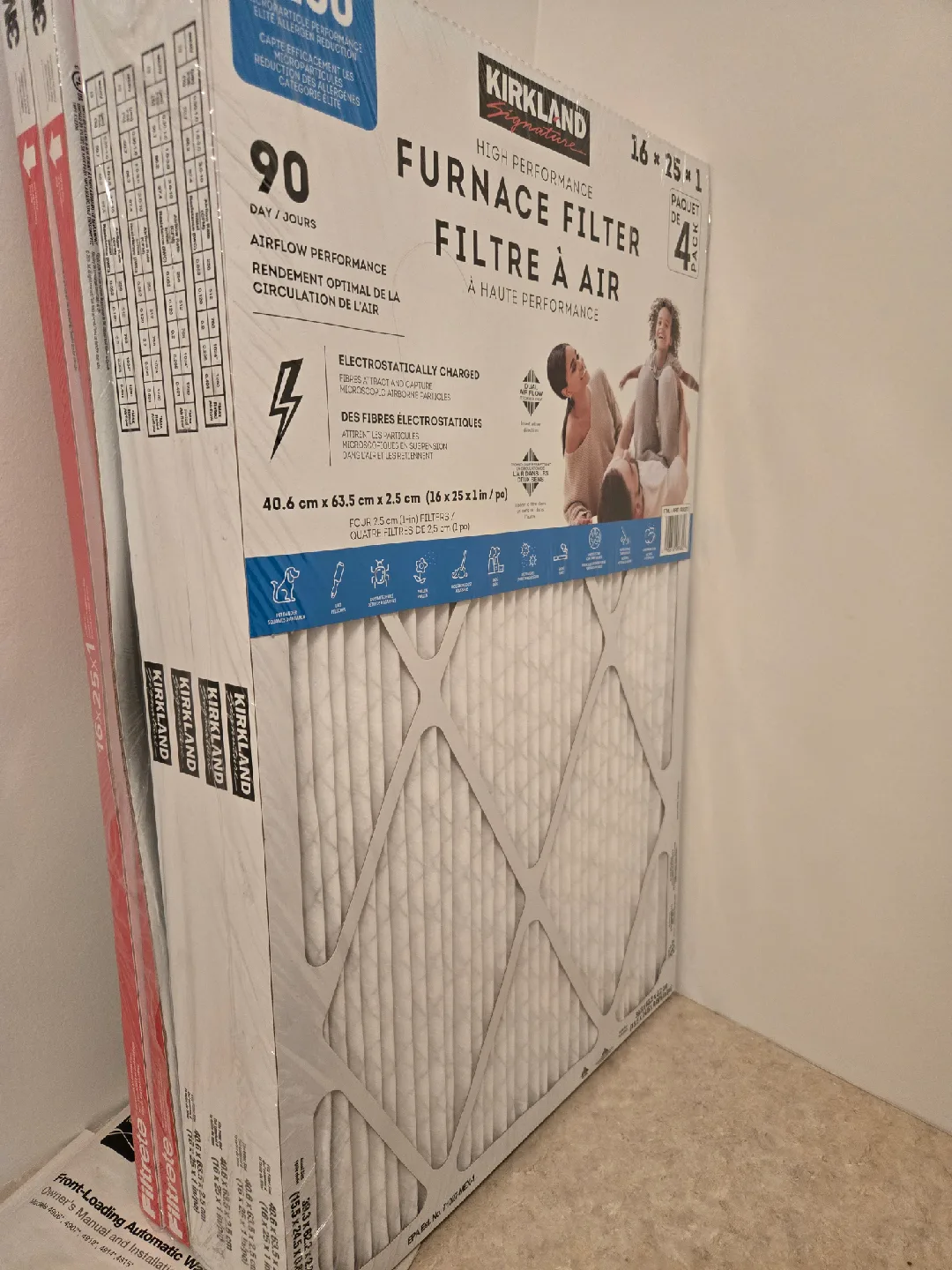 Kirkland Furnace Filter 16x25x1 - New! 4 pack thumbnail
